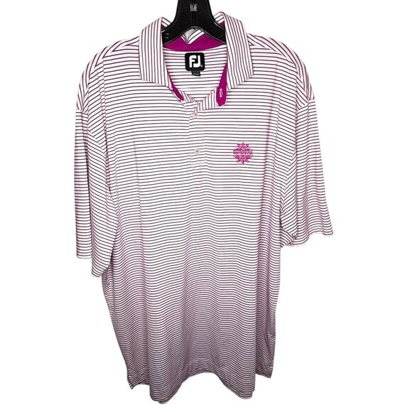 FootJoy FJ Striped Polo Shirt XL Waikoloa White Pink Short Sleeve Golf Hawaii - Picture 1 of 5